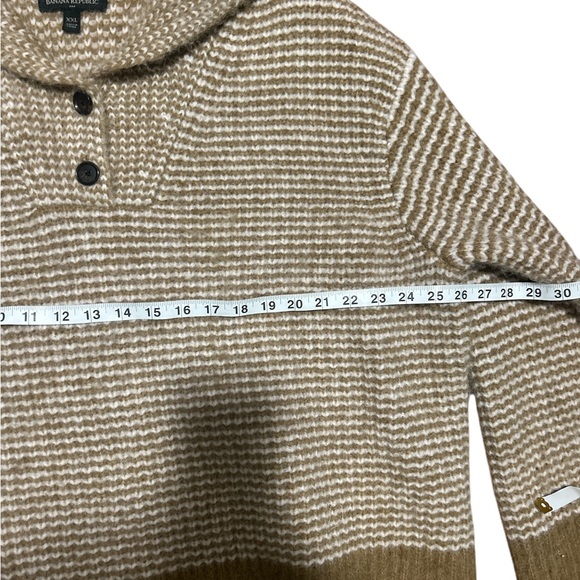 Banana Republic Fuzzy Shawl Collar Sweater Beige Camel Wide Collar XXL - Picture 7 of 9